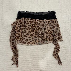 I.AM.GIA Leopard Print Mini Skirt with Black Lace